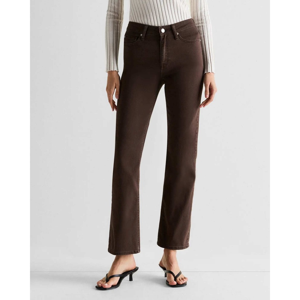 Quince Bella Stretch Straight Leg Jeans Coffee Bean Brown 26x28 NWT